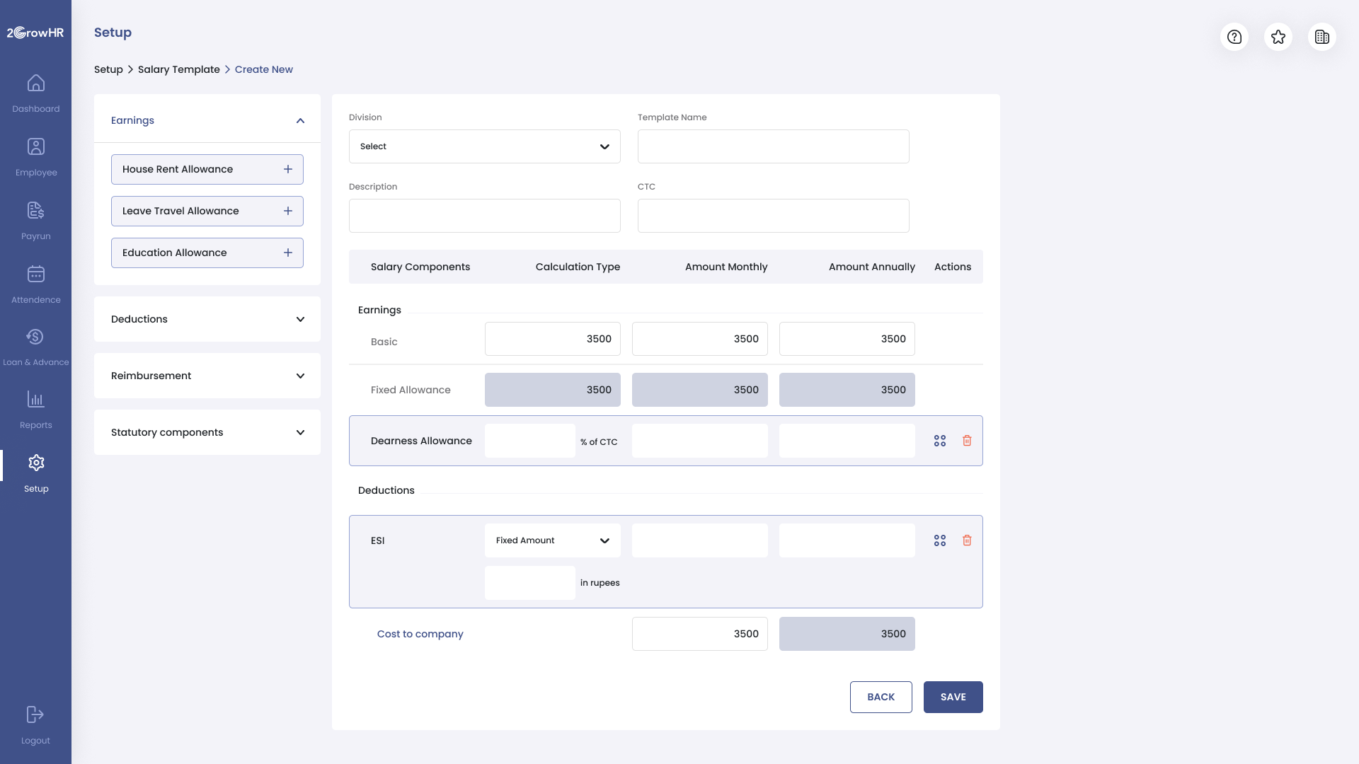 screenshot of SAN Payroll
